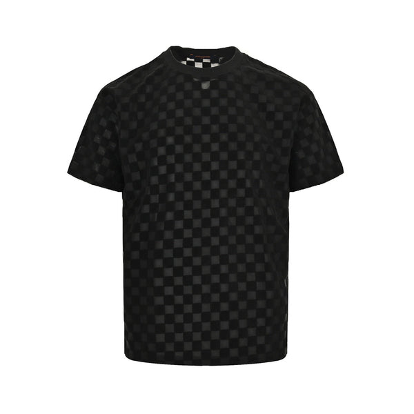 manches courtes à damier floqué 