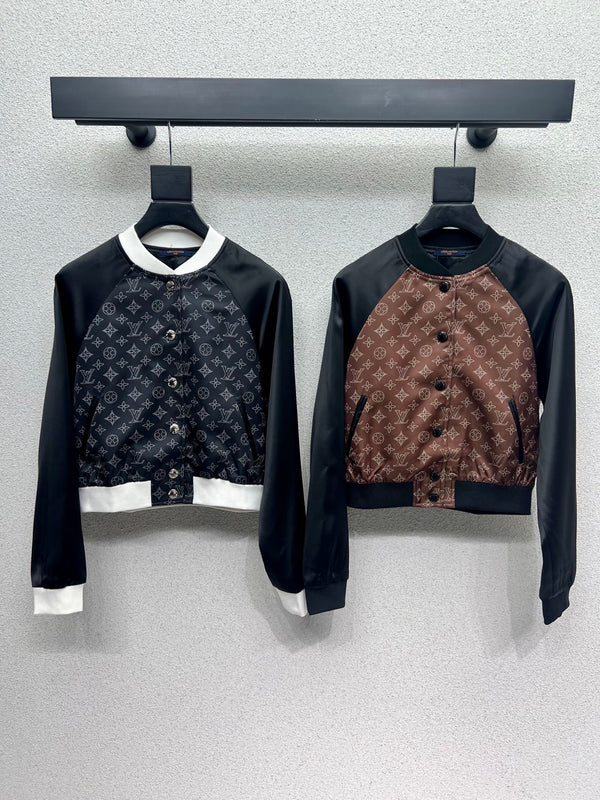 Colorblock monogram jacket