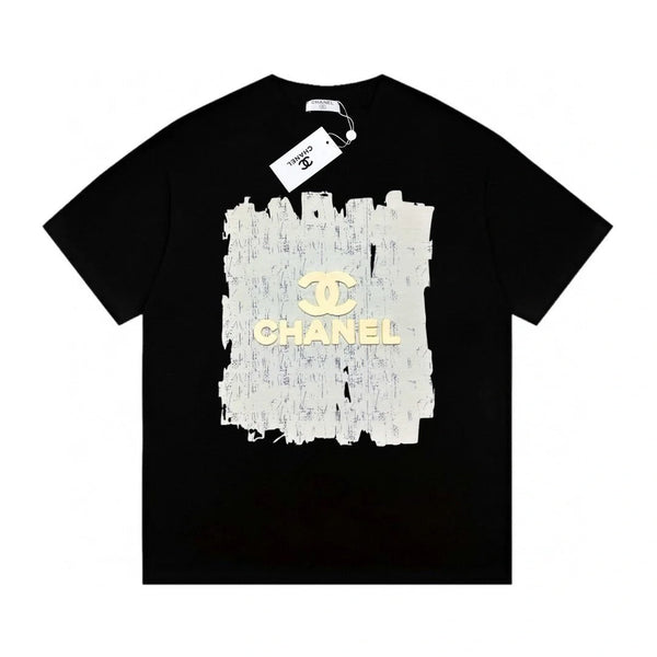 T-shirt décontracté à manches courtes avec grand logo graffiti en trois dimensions