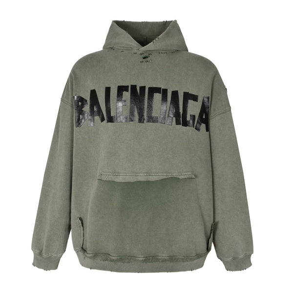 Kapuzensweatshirt mit Masking Tape-Print