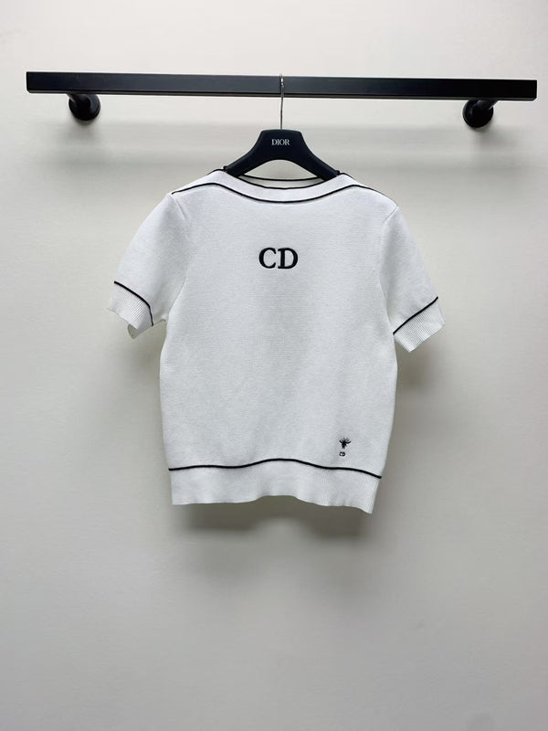 25ss logo little bee knitted sweater short sleeves