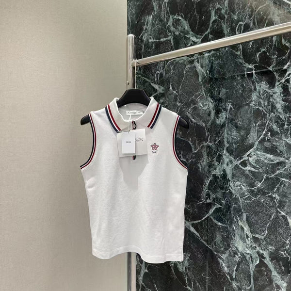 Button-Down-Weste mit besticktem Revers