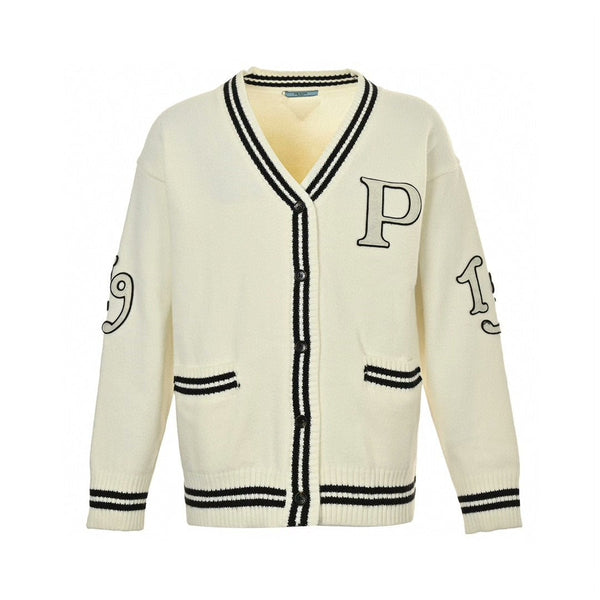 Applique Preppy Cardigan Sweater