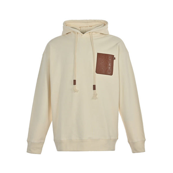 Kapuzensweatshirt mit geprägtem Lederpatch auf der Brust