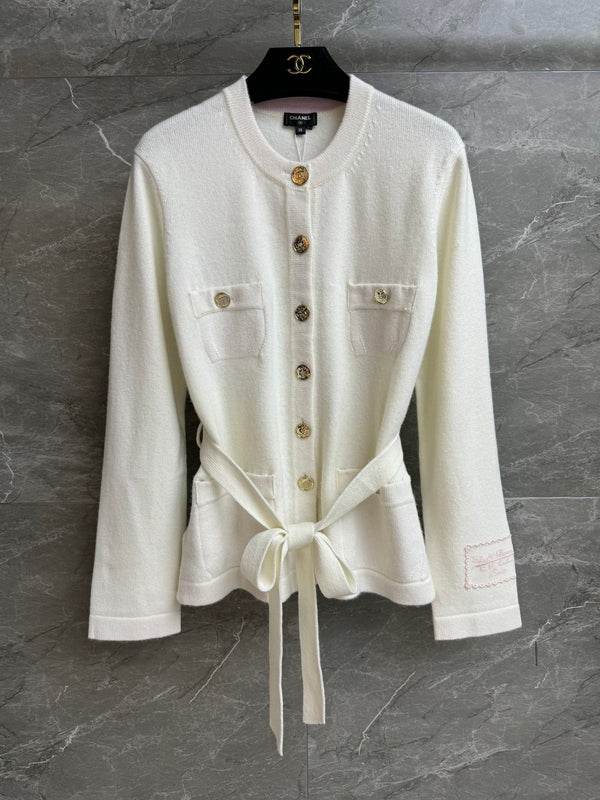 Lace-up cashmere cardigan