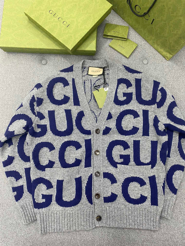 Intarsia wool cardigan